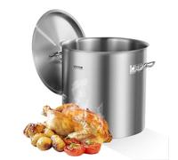 VEVOR Olla Grande de Acero Inoxidable 50,1 L con Tapa y Asa, Comercial Resistente con Tratamiento de Lijado para Eventos de Grupos Grandes, Plateado, 395 x 405 mm