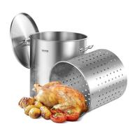 VEVOR Olla Grande de Acero Inoxidable de 60,5 L, para Salsa con Canasta, Tapa y Asa, Olla Comercial Resistente, Tratamiento de Lijado, para Eventos de Grupos Grandes, Plateado, 400 x 450 mm
