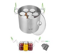 VEVOR Olla para Conservas con Rejilla y Tapa, Acero Inoxidable, con Doble Asa y Tapa de Vidrio, Compatible las Cocinas: Inducción, Gas, Eléctrica, Vidrio, Cerámica y Halógena, 352 x 355 x 362 mm