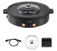 VEVOR, olla para fondue con parrilla, 1800 W, 2 en 1, parrilla eléctrica sin humo, estilo coreano, con control de temperatura doble independiente, sartén antiadherente, para 2-8 personas