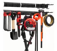 VEVOR Organizador de Herramientas de Pared Capacidad de 272 kg en Total, Acero al Carbono, Estante de Almacenamiento de Pared con 3 Rieles y 9 Ganchos Ajustables, para Garaje Jardín Cobertizo y Taller