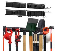 VEVOR Organizador de Herramientas de Pared Capacidad de 363 kg en Total, Acero al Carbono, Estante de Almacenamiento de Pared con 10 Ganchos Ajustables y 4 Rieles, para Garaje Cobertizo Jardín Taller