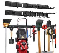 VEVOR Organizador de Herramientas de Pared Capacidad de 544 kg en Total, Acero al Carbono, Estante de Almacenamiento de Pared con 6 Rieles y 16 Ganchos Ajustables, para Garaje Taller Jardín Cobertizo