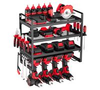 VEVOR Organizador de Herramientas Eléctricas de Pared, Estante de Almacenamiento de 4 Capas con 4 Soportes para Taladros, para Garaje, Banco de Trabajo y Taller, 490 x 200 x 370 mm, Carga 60 kg