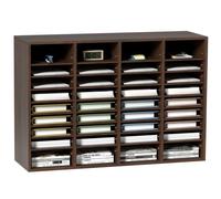 VEVOR Organizador de Literatura de madera Aglomerado Estante de Almacenamiento de Documentos de 36 Compartimentos 99,7x30,5x68cm Clasificador de Literatura con Estantes Ajustables para Oficina, Marrón