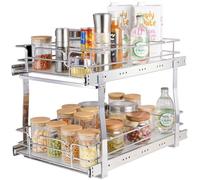 VEVOR Organizador Extraíble Debajo del Fregadero 2 Niveles 355x539x383 mm Estante Deslizante de Acero Cromado Carga de 30 kg Deslizamiento Suave para Cocina Tamaño de Instalación 385x569x483 mm