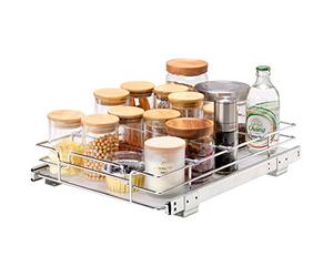 VEVOR Organizador Extraíble Debajo del Fregadero 315x420x85 mm Cesta Deslizante 1 Nivel de Acero Cromado Cajón Deslizante Carga de 13 kg Deslizamiento Suave Tamaño de Instalación 345x450x185 mm