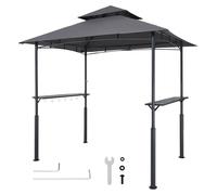 VEVOR, Pabellón para barbacoa, 2430 x 1500 x 500 mm, cubierta para barbacoa de exterior, pérgola para barbacoa de 2 niveles, pabellón de jardín con techo doble y patas de soporte reforzadas, ideal par