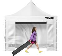 VEVOR, Pabellón pop-up de 304,8 x 304,8 cm, pérgola para exteriores con paredes laterales desmontables y bolsa de transporte con ruedas. Protección instantánea resistente a los rayos UV e impermeable,