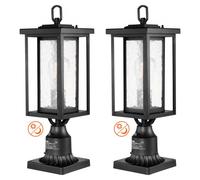 VEVOR - Pack de 2 farolas exteriores de anochecer al amanecer, 450 mm, impermeables, con base de montaje en pilar de 3,5 pulgadas, pantalla de vidrio, farola exterior a prueba de rayos para patio, jar