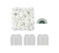 VEVOR Panel 3D de Flores Artificial para Pared 24 Piezas 38 x 38 cm Fondo de Pared con Flores Artificiales sin Costuras Instalación Fácil para Bodas, Hogar, Jardín, Fiestas, Decoración, Blanco