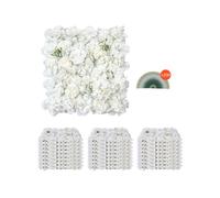 VEVOR Panel 3D de Flores Artificial para Pared 24 Piezas 38 x 38 cm Fondo de Pared con Flores Artificiales sin Costuras Instalación Fácil para Bodas, Hogar, Jardín, Fiestas, Decoración, Blanco