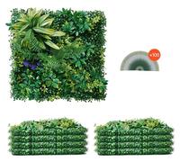 VEVOR, Panel de pared verde artificial, juego de 8 unidades, 500x500x50 mm, combinación 3D de paneles de boj verde, decoración verde y panel de valla con hiedra