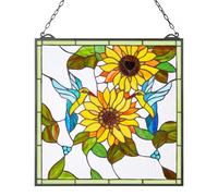 VEVOR Panel de Vidriera Colgante para Ventana 502 x 520 x 4,5 mm Panel de Vitral Colorido Vertical Rectangular Marco de Metal con Cadena Fácil de Limpiar para Decoración de Cocina, Hogar, Cafetería