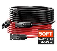 VEVOR, panel solar de 15,24 metros, juego de 2 cables de extensión, cable de 10 AWG con conectores y enchufes impermeables, cable fotovoltaico, color y rojo