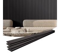 VEVOR Paneles Acústicos 2400x200 mm Paneles de Pared de Madera Decorativa MDF para Decoración de Paredes Interiores Paneles de Pared de Madera Sintética para Reducción de Ruido Roble Negro 4 Piezas