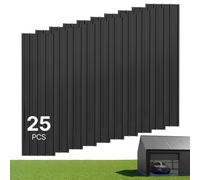 VEVOR Paneles de Techo 25 Piezas 1540 x 426 mm, Láminas Metálicas de Acero Galvanizado, Resistente a la Intemperie, Chapa Ondulada con Guantes, Kit de Tornillos, para Cobertizo Garaje y Granero, Negro