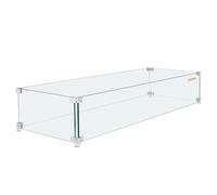 VEVOR Pantalla contra Viento para Brasero de Gas 965x267x152 mm de Vidrio Templado para Brasero Pantalla Protectora Rectangular Protector contra Llamas Espesor de 8mm con Soporte de Esquina y Pies