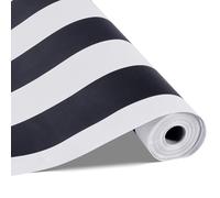 VEVOR Papel Pintado Autoadhesivo para Pared, Lámina Adhesiva con Rayas Blancas y Negras, Impermeable, Rollo de Vinilo para Muebles, Dormitorio, Cocina, Oficina y Baño, 450 x 15000 x 0,16 mm, PVC