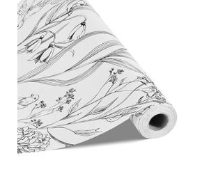 VEVOR Papel Pintado Autoadhesivo para Pared, Película Adhesiva Blanca con Estampado Floral Botánico, Impermeable, para Muebles, Dormitorio, Cocina, Oficina y Baño, 450 x 10000 x 0,16 mm, PVC
