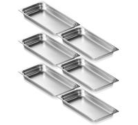 VEVOR Paquete de 6 Sartenes de Alimentos de Hotel, Sartén de Vapor Antiatasco de Tamaño Completo, Acero Inoxidable de 0,8 mm de Espesor, para Catering, para Industria y Ciencia, 530 x 328 x 67 mm