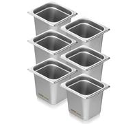 VEVOR Paquete de 6 sartenes de hotel, sartén de vapor antiatasco de tamaño 1/6, sartén de mesa de vapor de restaurante de acero inoxidable de 0,8 mm de espesor, sartén de mesa comercial de 6 pulgadas 