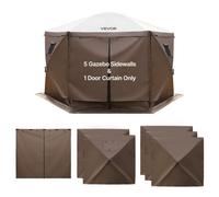 VEVOR Paredes Laterales para Toldo 173 x 148 cm, Impermeables y con Protección Solar, Paneles para Carpas 1 Puerta con Cremallera y 2 Ventanas para Exteriores, Solo 6 Paredes Laterales, Marrón