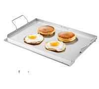 VEVOR Parrilla de Acero Inoxidable de Alta Calidad Universal Rectangular 585 x 365 mm con Superficie Plana, Plancha de Gas para Barbacoa, Utensilios de Cocina Familiares Portátiles con Asa, Plata
