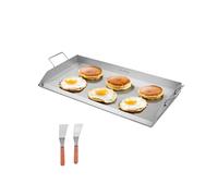 VEVOR Parrilla de Acero Inoxidable Universal Rectangular 809 x 370 mm con Superficie Plana, Plancha de Gas para Barbacoa, Utensilios de Cocina Familiares Portátiles con Asa, Alta Compatibilidad