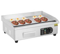 VEVOR - Parrilla eléctrica comercial, 3200 W, parrilla de superficie plana para encimera, con temperatura ajustable de 50–300 °C, dimensiones 54 x 30 x 1 cm, placa de acero inoxidable con 2 espátulas