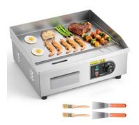 VEVOR Parrilla eléctrica de 2800 W, 450 × 300 mm, control de temperatura de 50 a 300 °C, acero inoxidable (carcasa exterior), parrilla de sobremesa/comercial, 122 cm de altura, apta para carnes y tort