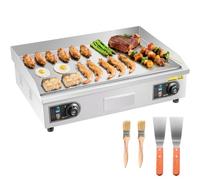 VEVOR Parrilla eléctrica de 4000 W, 655 × 400 mm, control de temperatura de 50 a 300 °C, acero inoxidable (carcasa exterior), parrilla comercial, parrilla de sobremesa, 122 cm de altura, apta para car