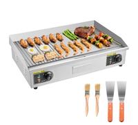 VEVOR Parrilla eléctrica de 4400 W, 725 × 400 mm, control de temperatura de 50 a 300 °C, acero inoxidable (carcasa exterior), parrilla de sobremesa/comercial, 122 cm de altura, apta para carne y torti