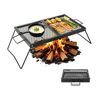 VEVOR Parrilla Portátil Plegable de Acero al Carbono 758 x 383 x 235 mm, Contacto Directo con Alimentos, Con Patas y Asas, Soporta hasta 600 °C, para Asar al Aire Libre, Camping, Jardín, Negro