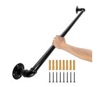 VEVOR Pasamanos de Escalera 90 cm, Acero al Carbono, Acabado Mate, Carga 200 kg, Estilo Industrial, Ø32 mm, Montaje en Pared, Kit Completo Negro para Interior y Exterior