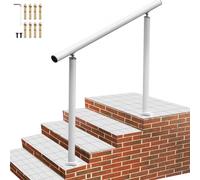 VEVOR Pasamanos de Escalera Longitud 121,9 cm, Barandilla de Escalera Altura 86,4 cm, Pasamanos para Aire Libre con Espesor de 2 mm, Pasamanos para Exteriores e Interiores Rango Ajustable Color Blanco