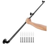 VEVOR Pasamanos Escalera 120 cm Pasamanos de Pared Acero al Carbono Acabado Mate Carga 200 kg Pasamanos Estilo Industrial ?32 mm Pasamanos Montaje en Pared Kit Completo Negro para Interior y Exterior