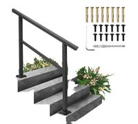 VEVOR Pasamanos Escalera 121,9 x 90,2 cm, Barandilla Escalera de Aluminio / Hierro, Pasamanos para Aire Libre con Espesor de 2 mm, Pasamanos para Adaptar a 1, 2 o 3 Pasos, Rango Ajustable, Color