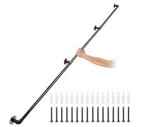 VEVOR Pasamanos Escalera 270 cm Pasamanos de Pared Acero al Carbono Acabado Mate Carga 200 kg Pasamanos Estilo Industrial Ø32 mm Pasamanos Montaje en Pared Kit Completo Negro para Interior y Exterior