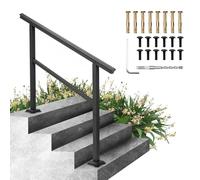 VEVOR Pasamanos Escalera, Barandilla Escalera de Aluminio/Hierro 121,9 x 90,2 cm, Pasamanos para Aire Libre con Espesor de 2 mm, Pasamanos para Adaptar a 1, 2 o 3 Pasos