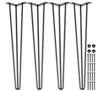 VEVOR Patas para Mesas de Acero al Carbono, Conjunto de Patas de Mesa de Altura de Pata 61 cm, Patas para Muebles con 4 Pies de Goma, Patas de Mesa con Capacidad de Carga 100 kg para Mesas Auxiliares