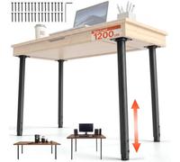 VEVOR Patas Regulables de Mesa de Acero al Carbono, Altura Ajustable 600-1000 mm, Capacidad Máxima 544 kg, Juego de 4 Patas Redondas con Kit de Herrajes para Escritorio, Banco de Trabajo, Mesa de Bar