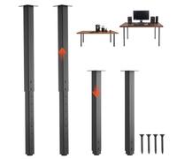 VEVOR Patas Regulables de Mesa de Acero al Carbono, Capacidad Máxima 544 kg, Altura Ajustable 600-1000 mm, Juego de 4 Patas Cuadradas con Kit de Herrajes para Mesa de Bar, Banco de Trabajo, Escritorio