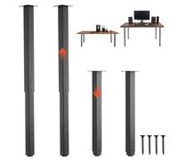 VEVOR Patas Regulables de Mesa de Acero al Carbono, Capacidad Máxima 544 kg, Altura Ajustable 600-1000 mm, Juego de 4 Patas Cuadradas con Kit de Herrajes para Mesa de Bar, Banco de Trabajo, Escritorio