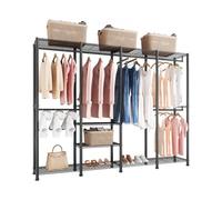 VEVOR Perchero Ajustable, con 4 Barras, Capacidad de Carga de 499 kg y 10 Estantes, Armario Abierto Resistente para Dormitorio, Tienda de Ropa, Guardarropa y Pasillo, Negro, 193 x 40 x 194 cm