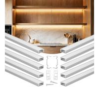 VEVOR Perfil de Aluminio para Tira LED 2 Metros, Paquete de 10 Piezas, Canaleta de LED, con Difusor Opal Tapones de Extremos y Clips de Montaje, Instalación de Luz para Dormitorio Cocina Sala de Estar