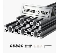 VEVOR Perfil de Extrusión de Aluminio 2040 Ranura en V Estándar Europeo, Carril Lineal de Extrusión 2000 mm, Perfil de Aluminio para Marcos de Impresoras 3D, Bancos de Trabajo CNC, 5 Piezas, Negro