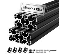 VEVOR Perfil de Extrusión de Aluminio 4040 Ranura en T Estándar Europeo, Carril Lineal de Extrusión 400 mm, Perfil de Aluminio para Marcos de Impresoras 3D, Bancos de Trabajo CNC, 4 Piezas, Negro