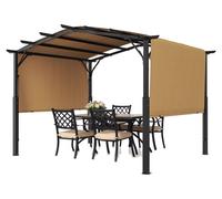 VEVOR, pérgola exterior de 3 x 10 metros, pérgola de metal con forma de arco, pérgola extensible con toldo protector solar, gran pabellón de protección para patios, robusta pérgola de jardín para terr