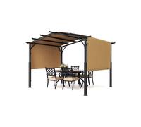 VEVOR Pérgola Retráctil Exterior, 3048 x 3048 x 2540 mm Pérgola de Metal con Parte Superior Arqueada, Toldo Parasol, Gran Pabellón de Refugio para Patio, Terraza, Patio Trasero, Porche y Piscina